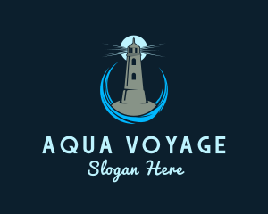 Aqua Wave Lighthouse logo design