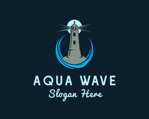 Aqua Wave Lighthouse logo design