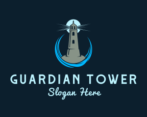 Aqua Wave Lighthouse logo design