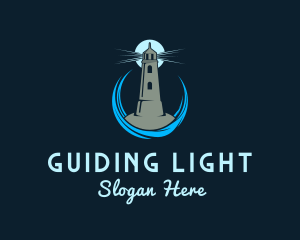 Aqua Wave Lighthouse logo design