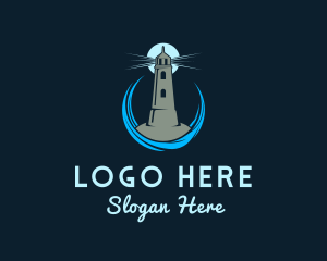Port - Aqua Wave Lighthouse logo design