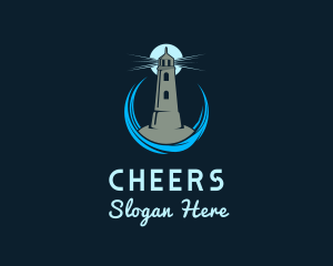 Seafarer - Aqua Wave Lighthouse logo design