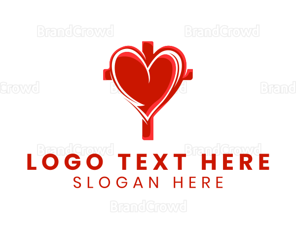 Religious Cross Heart Logo