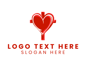 Religious Cross Heart logo design