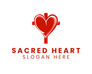 Religious Cross Heart logo design