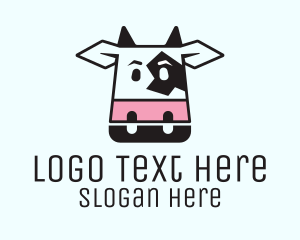 Milk Delivery - Cute Cow Head logo design