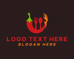 Yummy - Chili Flame Utensils logo design