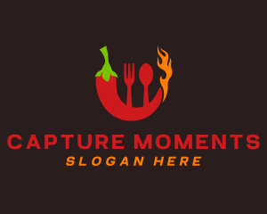 Hot Sauce - Chili Flame Utensils logo design