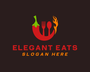 Chili Flame Utensils logo design