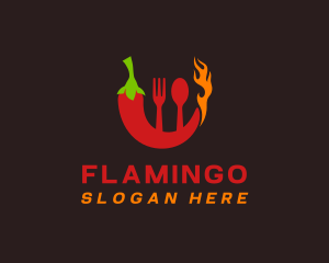 Burning - Chili Flame Utensils logo design