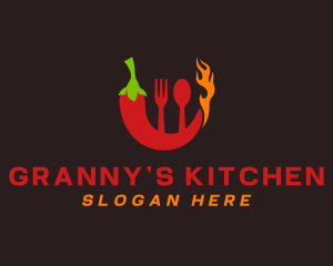 Chili Flame Utensils logo design