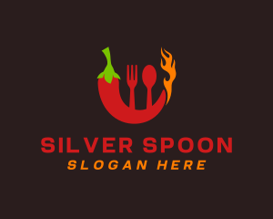 Chili Flame Utensils logo design