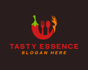 Flavoring - Chili Flame Utensils logo design