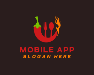 Cook - Chili Flame Utensils logo design