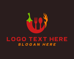 Dine - Chili Flame Utensils logo design