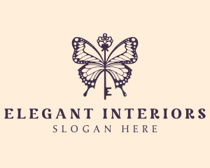 Elegant Butterfly Key logo design