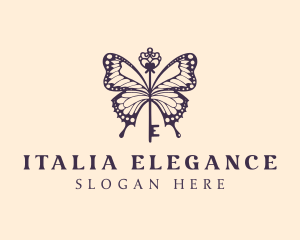 Elegant Butterfly Key logo design