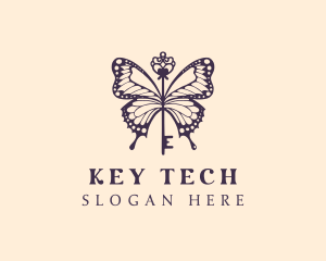 Elegant Butterfly Key logo design