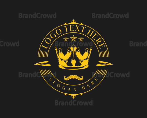 Barber Crown Mustache Logo