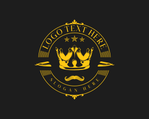 Shave - Barber Crown Mustache logo design