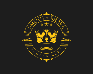 Barber Crown Mustache logo design