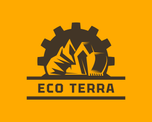 Earthwork - Mountain Mining Excavator logo design