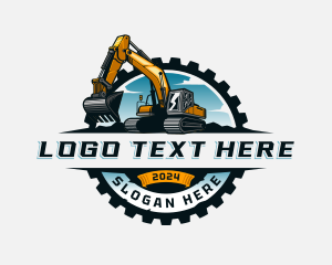 Demolition - Heavy Duty Excavator  Cogwheel logo design