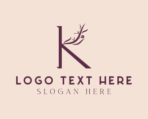 Spa - Plant Beauty Letter K logo design