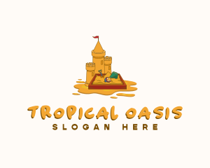 Paradise - Sand Castle Summer Beach logo design