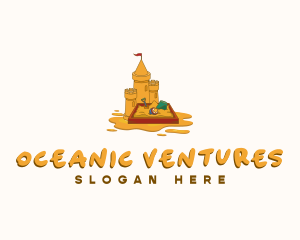 Sand Castle Summer Beach logo design