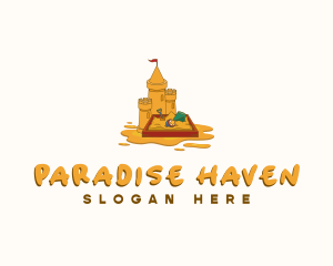 Sand Castle Summer Beach logo design