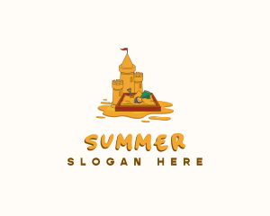 Sand Castle Summer Beach logo design