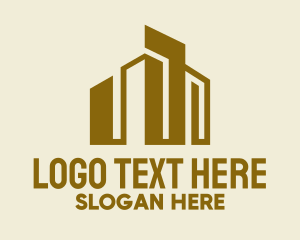 High Rise - Gold Building Construction logo design