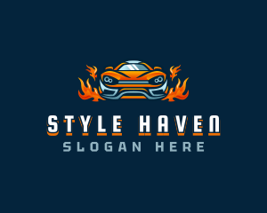 Race - Flaming Car Detailing logo design