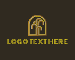 Metallic - Golden Arch Abstract Tree logo design
