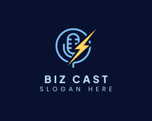Singer - Lightning Podcast Mic logo design