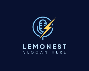 Production - Lightning Podcast Mic logo design