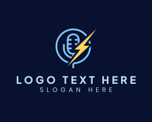 Podcast - Lightning Podcast Mic logo design