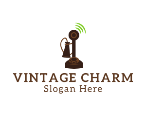 Old Fashioned - Signal Candlestick Telephone logo design