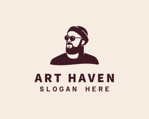 Hipster Male Beard logo design