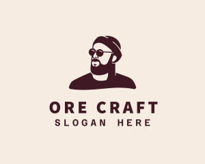 Hipster Male Beard logo design