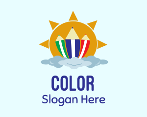 Color Pencil Sun  logo design