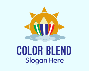 Color Pencil Sun  logo design