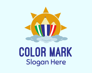 Color Pencil Sun  logo design