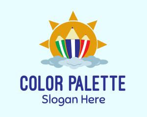 Color Pencil Sun  logo design