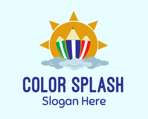 Color Pencil Sun  logo design