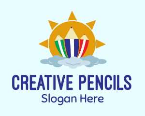 Color Pencil Sun  logo design