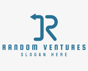 Route Arrow Letter R  logo design