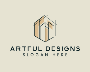 Hexagon Building Architecture Design logo design