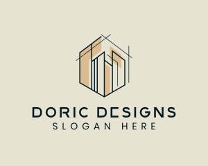 Hexagon Building Architecture Design logo design